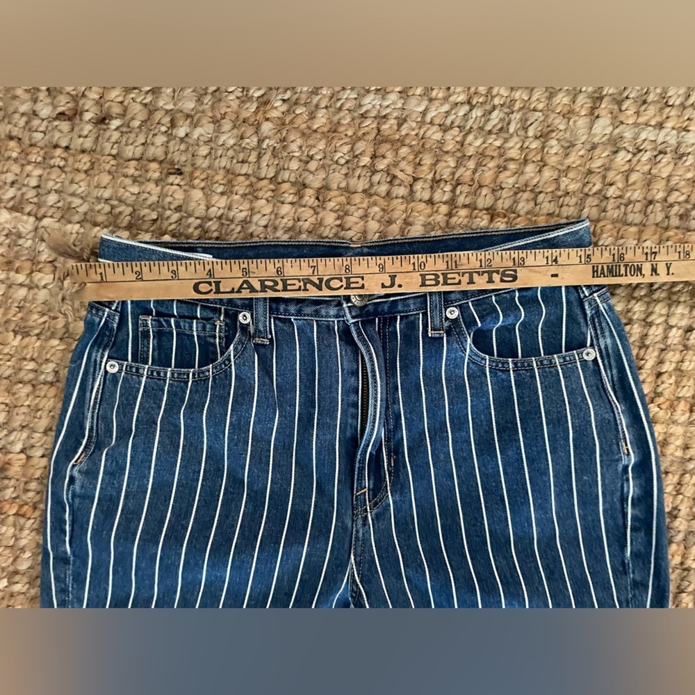 American Eagle Outfitters Vintage 90’s Y2k White Stripes Denim Size 8 Long - Picture 7 of 8